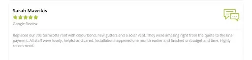 customer review - sarah
